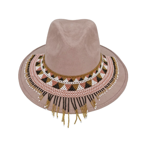 Pink Cowgirl / Cowboy Hat By Talla W/ Removeable Beads Purchased In Mexico Sz M - Picture 1 of 15